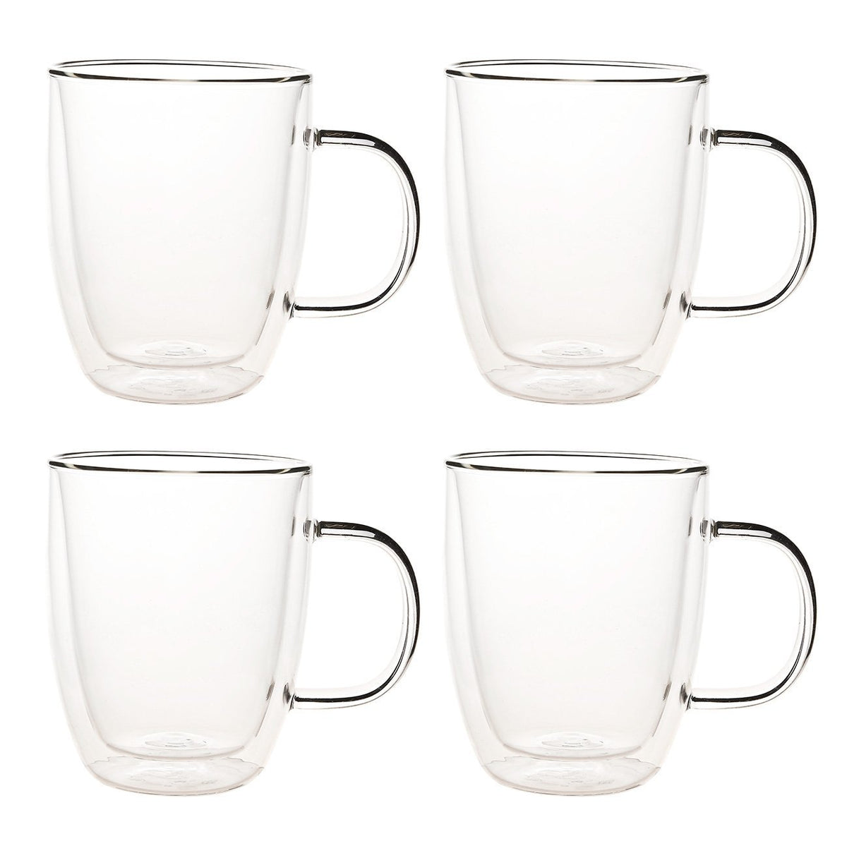 [Set Of 4] 10 Oz Double Wall Ultra Clear Insulated Coffee Mugs Espresso Mocha Green Black Tea Cups, Real Borosilicate Glass Hot/
