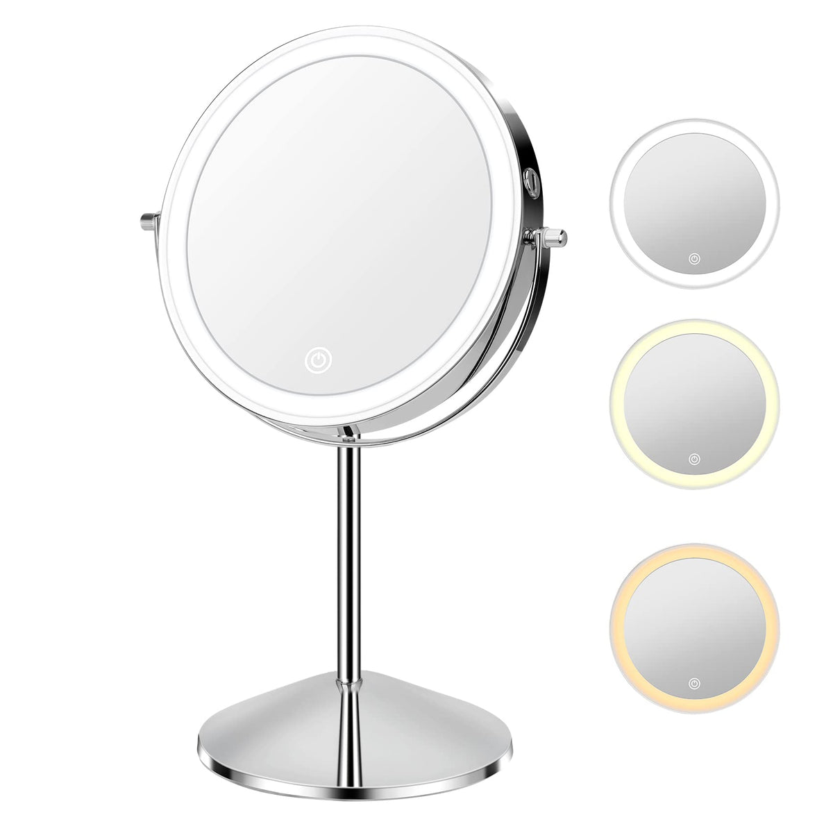 Kumers Lighted Makeup Mirror With Magnification, 10X 8Rechargeable Double Sided Vanity Mirror With Lights Magnifying Makeup Mirr