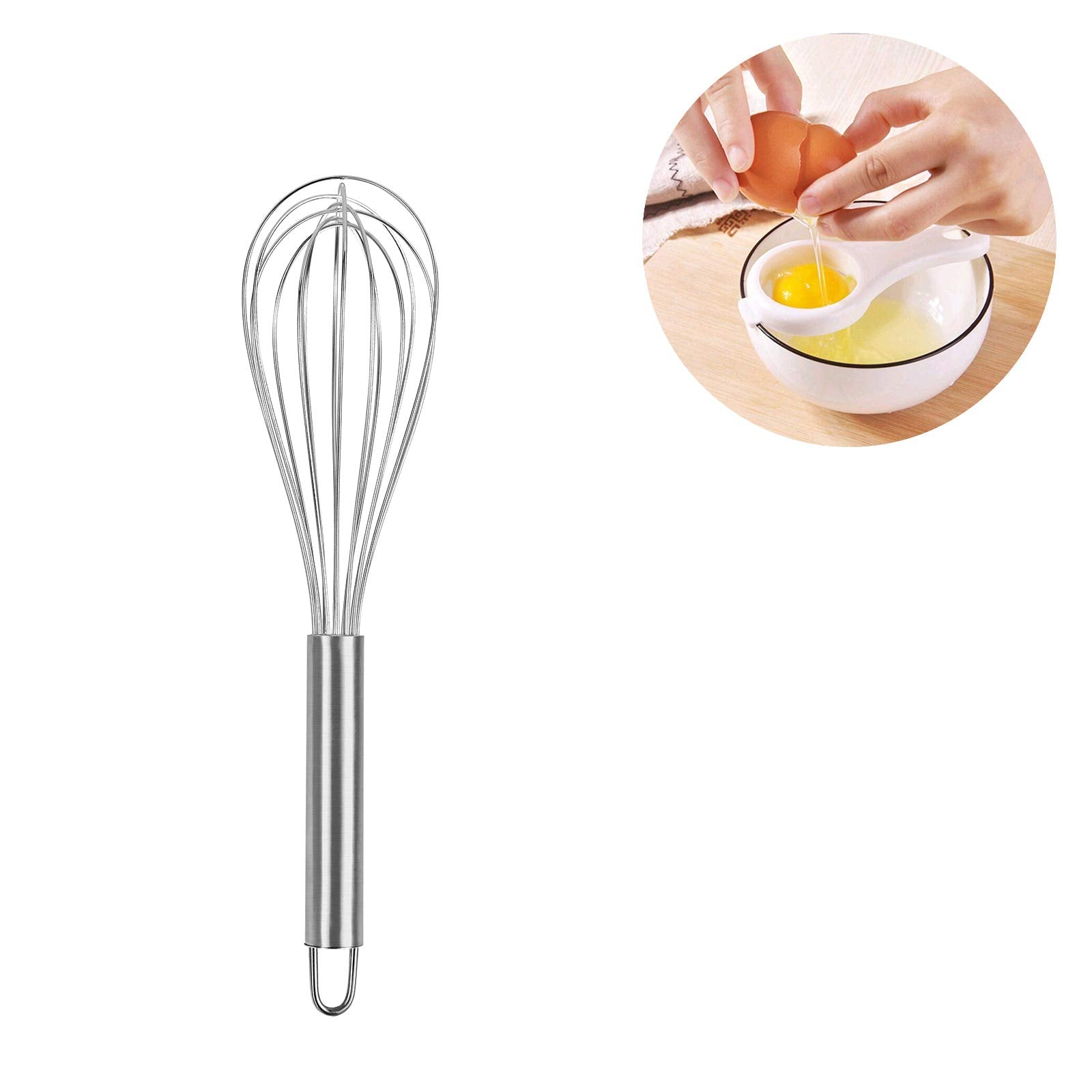 Vitasunhow Stainless Steel Whisk Balloon Whisk 10'' Wire Whisk Kitchen Whisk Handheld Whisk For Blending, Whisking, Beating, Sti