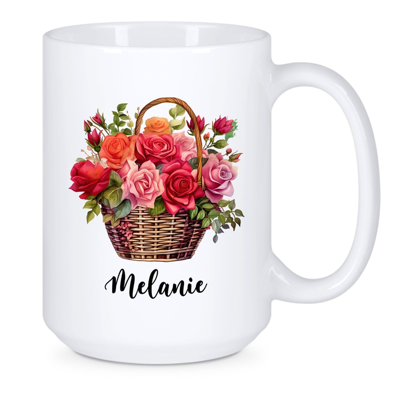 Custom Rose Gift, Customized Rose Coffee Mug Present, Roses Tea Cup, Personalized Flowers Ceramic Cup with Name, Floral Lover Mu
