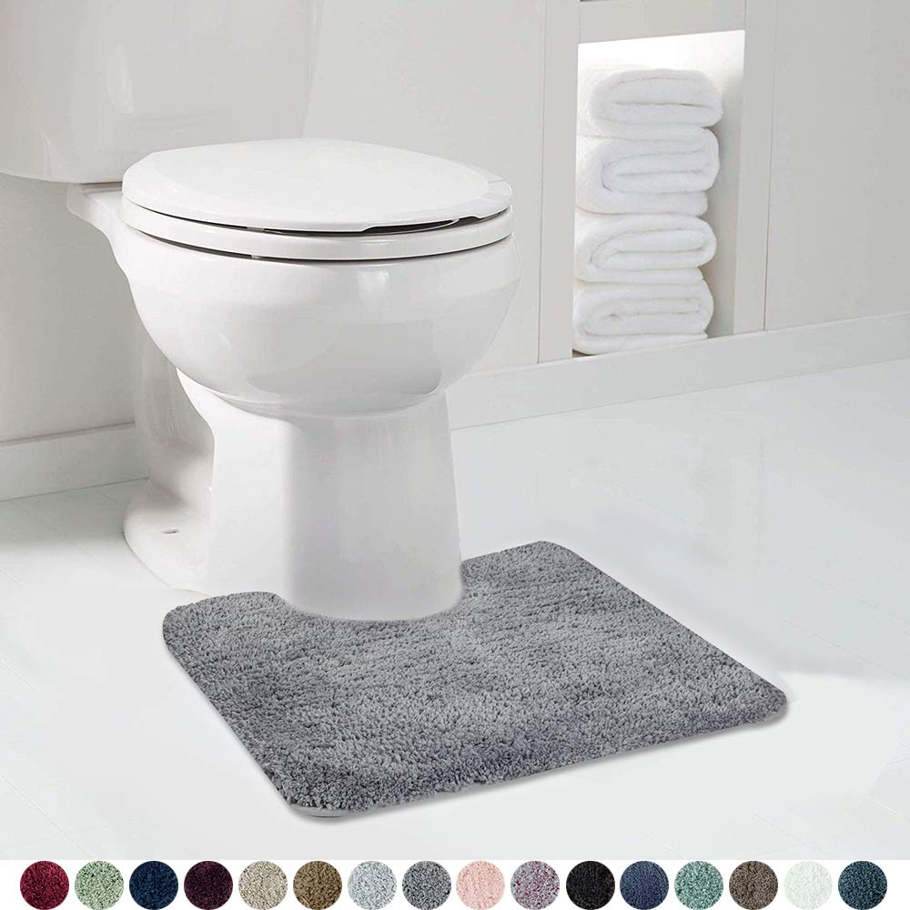 Walensee Shaggy 2 Piece Bath Rug Sets (Grey) 20 X 24 Non Slip, U Shape Contour Rug & 20 X 32, Machine Wash/Dry Plush Absorbent B