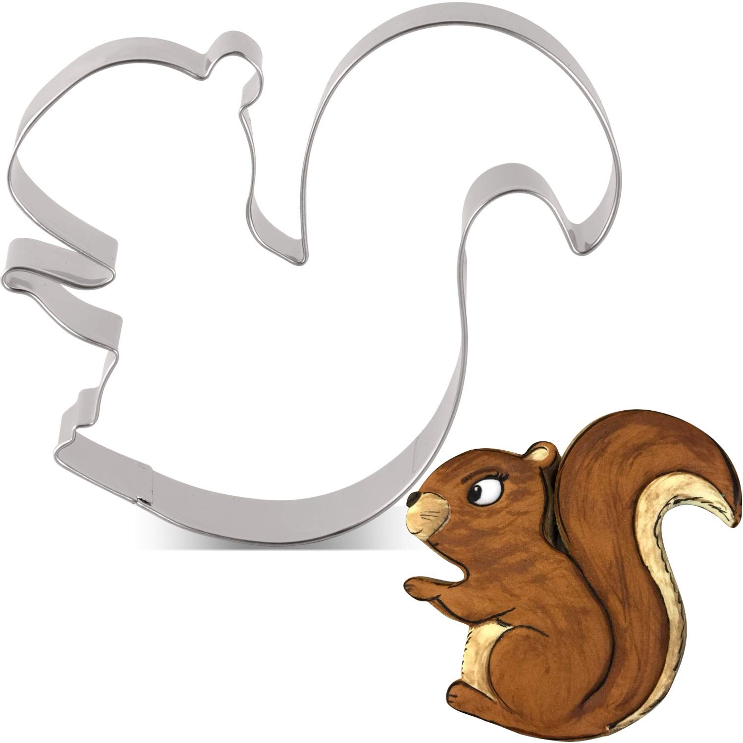 Liliao Squirrel Cookie Cutter - 3.8 X 4 Inches - Woodland Animal Biscuit And Fondant Cutters - Stainless Steel