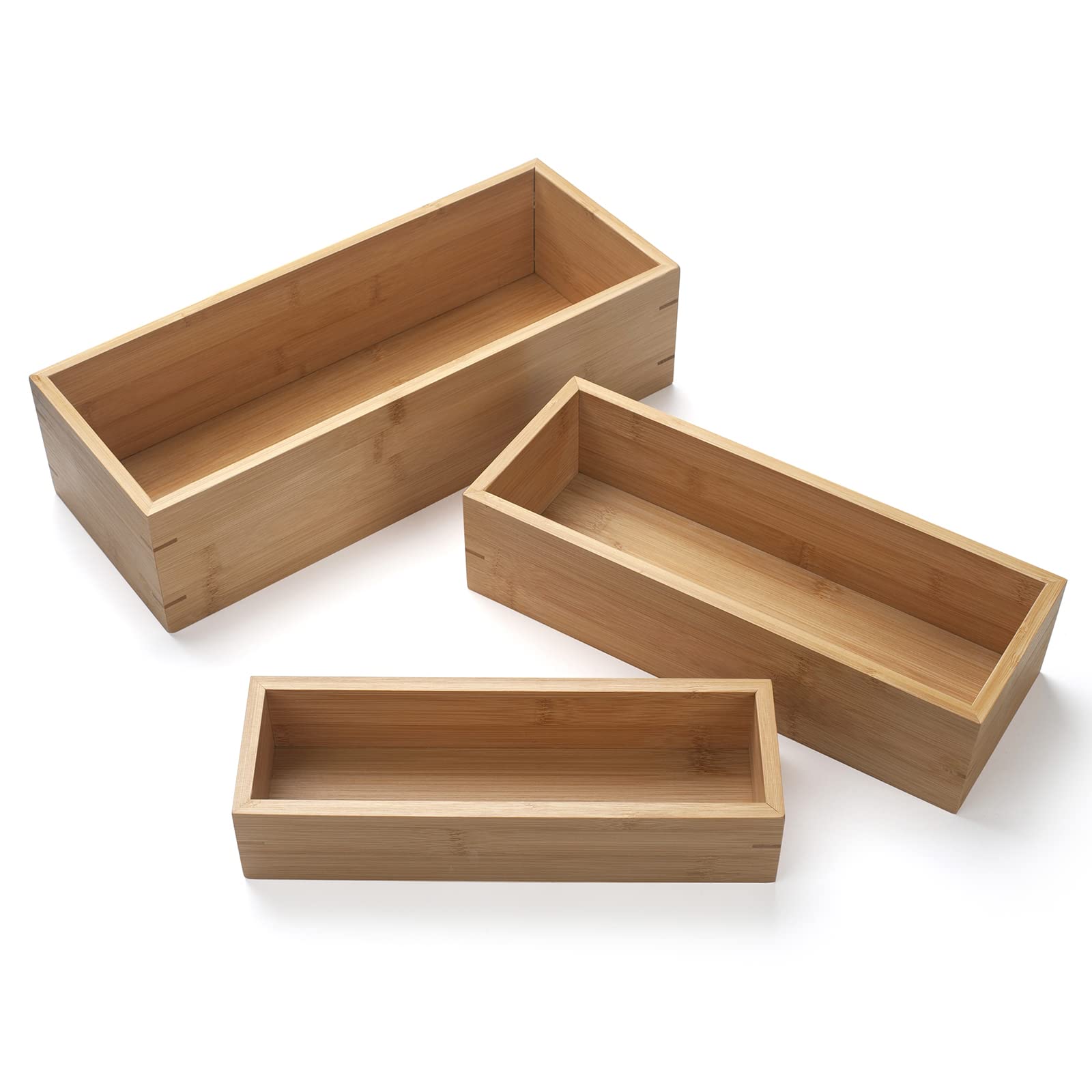 3Pcs Bamboo Bathroom Tray, Bathroom Organizer, Wooden Basket Tray For Counter Toilet Tank Top, Home Decor Wood Box For Toilet Pa