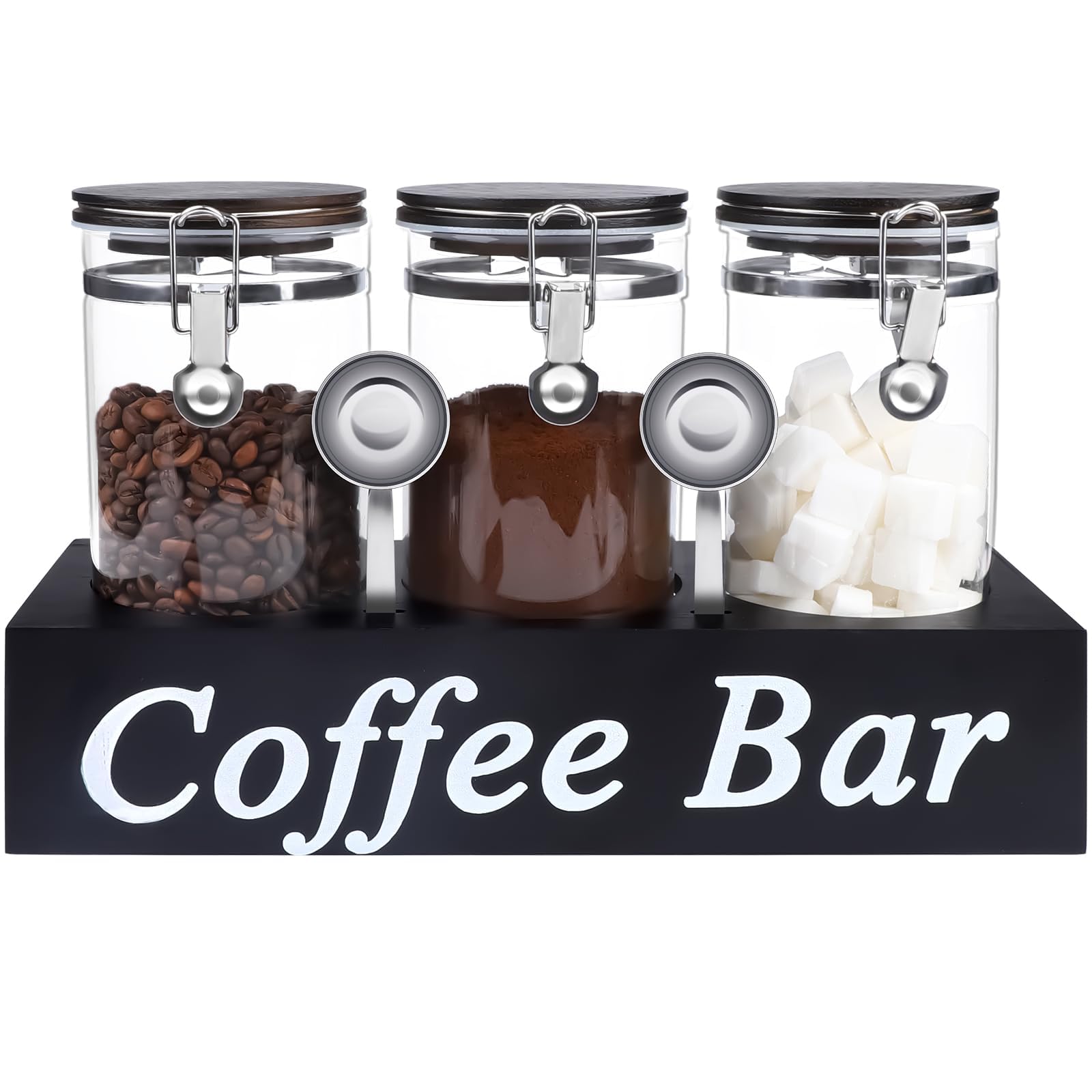WYTAOHZL 3PCS Glass Coffee Containers with Shelf