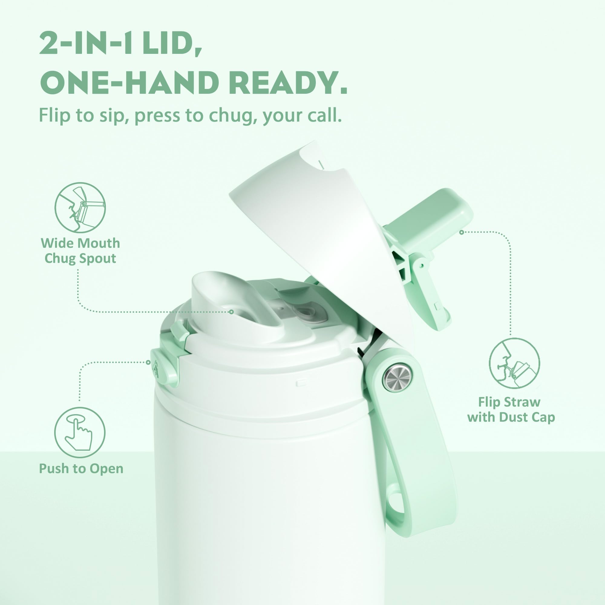 POWCAN 24 oz Vacuum Water Bottle for Office: Spill Proof Lid with Straw, Lightweight, Double Walled, BPA-Free, Insulated Stainle