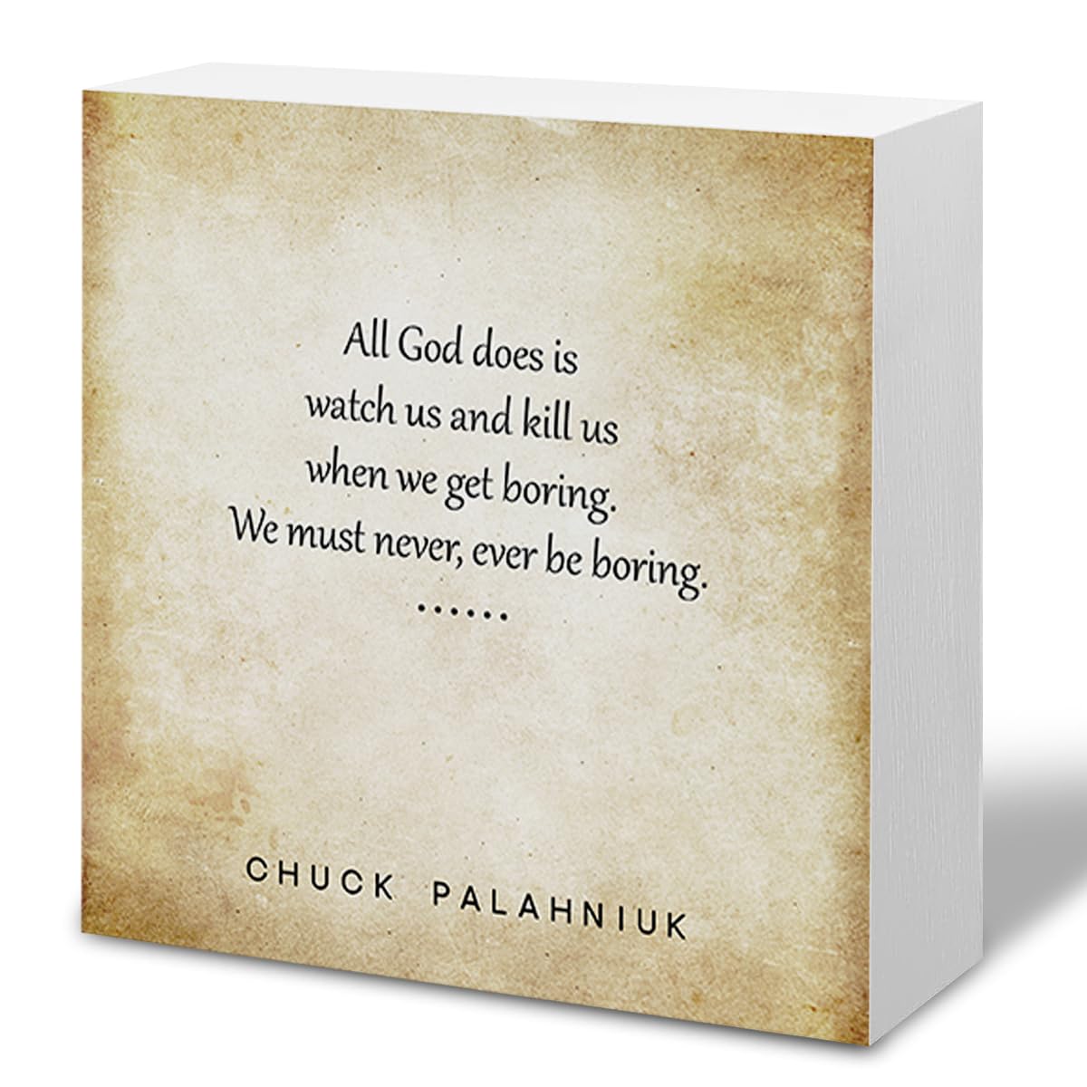 Inspirational Desk Wooden Box Sign Decor, All God Does Is Watch Us Tabletop Wood Home Office Desk Decorations, Motivational Box 