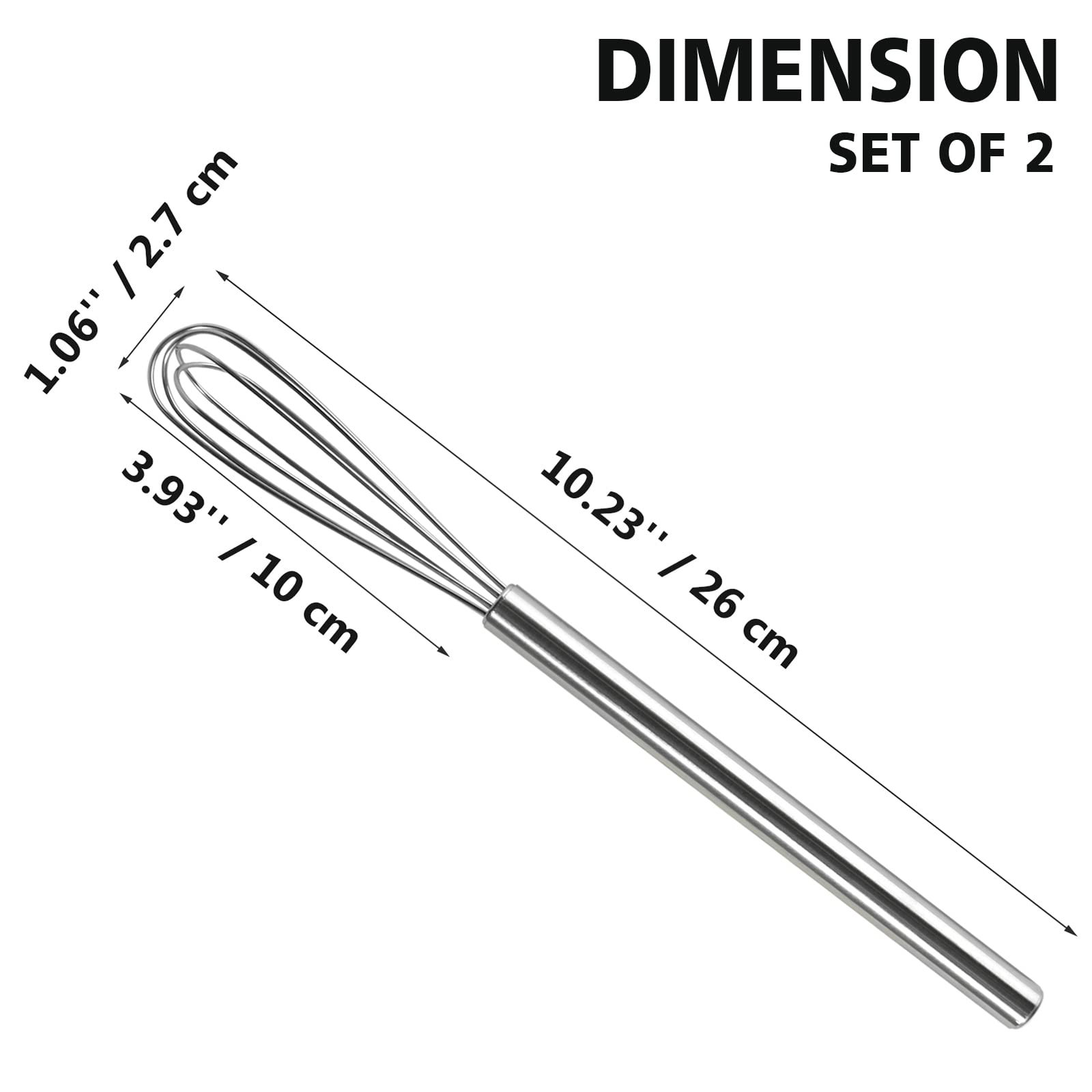 Webake Mini Whisks Set Of 2, Stainless Steel Small Whisks Tiny Balloon Wire Whisk For Cooking Milk Egg Baking Blending Whisking