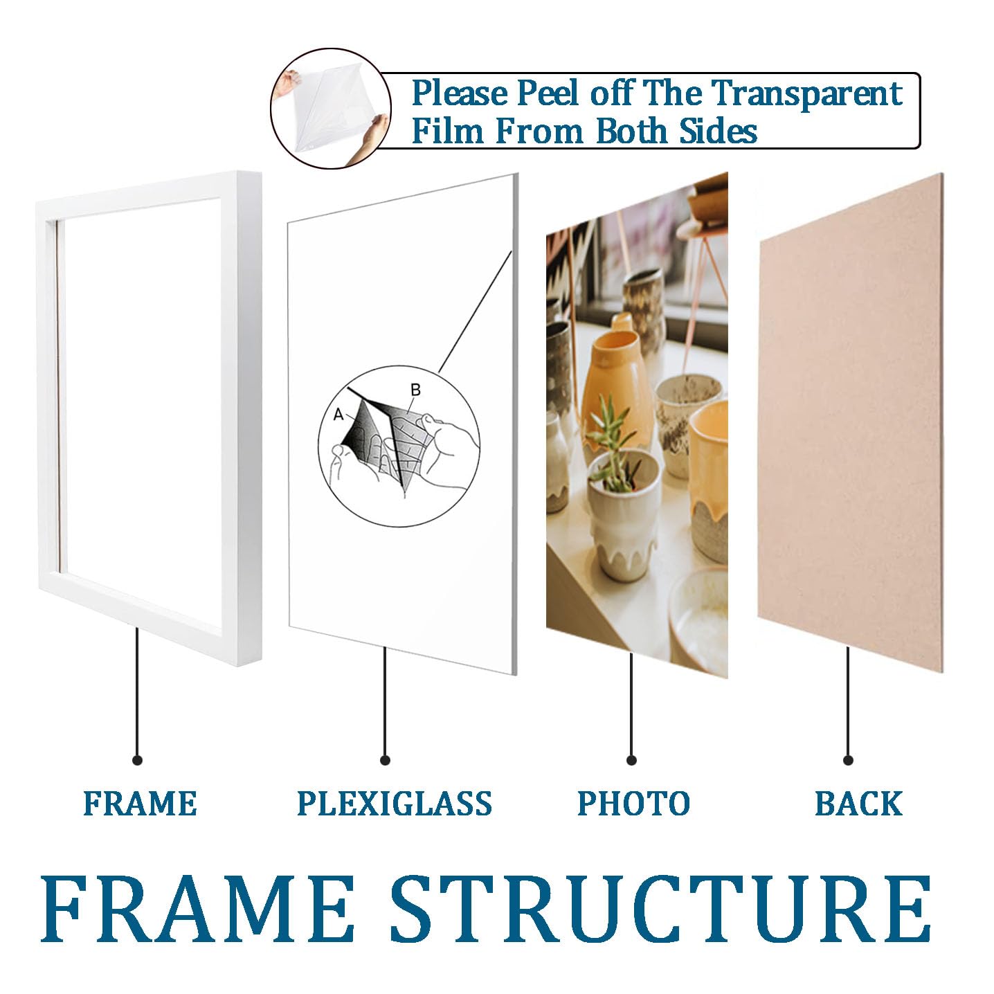 KTKDE A2 Picture Frame White Woodgrain Display 16.5x23.4 inch Poster Frames Vertical & Horizontal Wall Hanging Large Picture Fra