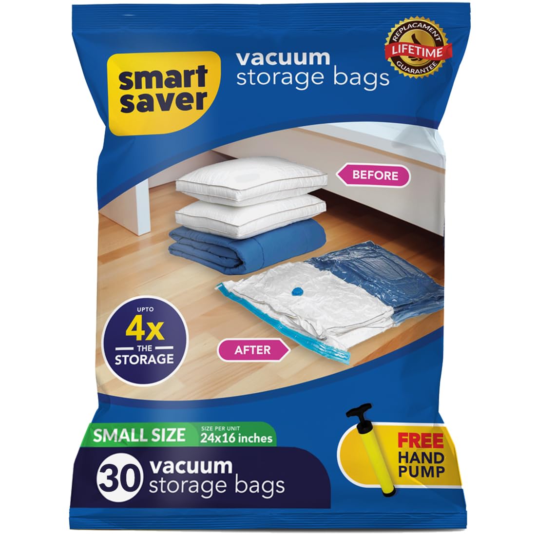 30 Small Smart Saver Vacuum Bags For Travel, Space Saver Bags Compression Storage Bags For Clothes Vacuum Sealer Bags For Storag