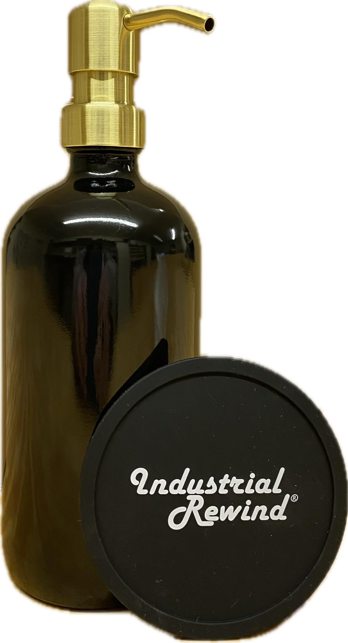 Black Glass Soap Dispenser With Gold Metal Pump - 16Oz Glass Jar For Liquid Soap, Lotion Or Shampoo (Black/Gold)