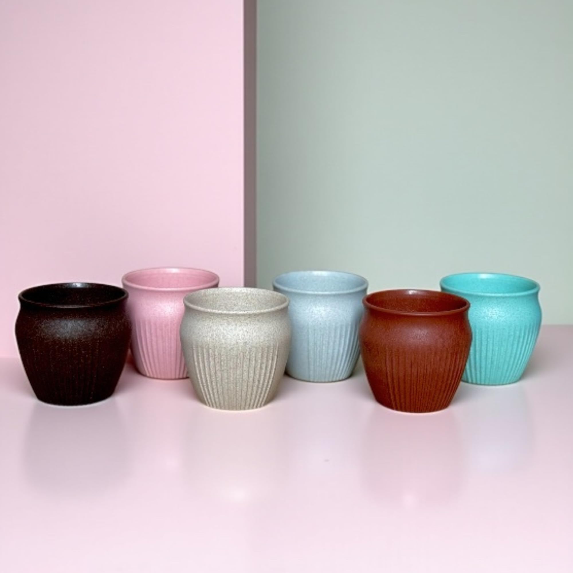 Happy Cove Eco Friendly Cup Set of 6 for Tea, Unbreakable Chai Cups|225ml ml|Coffee Cup Made with Rice Husk & Bamboo Fibers|Micr