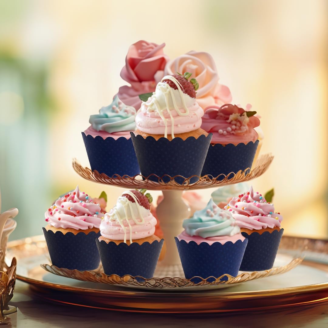 Dress My Cupcake Standard Navy Blue Cupcake Wrappers  Set of 100