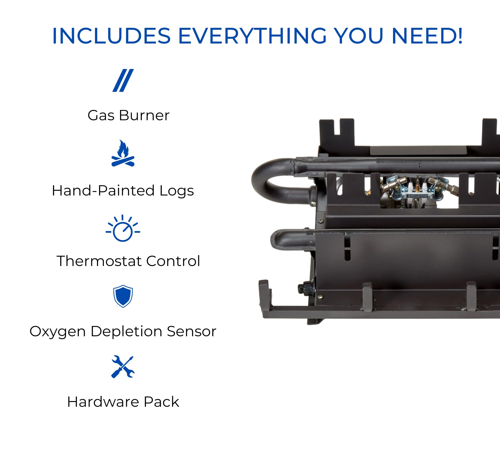 Duluth Forge Dls-18T-1 Dual Fuel Ventless Fireplace Logs Set With Thermostat, Use With Natural Gas Or Liquid Propane, 30000 Btu,