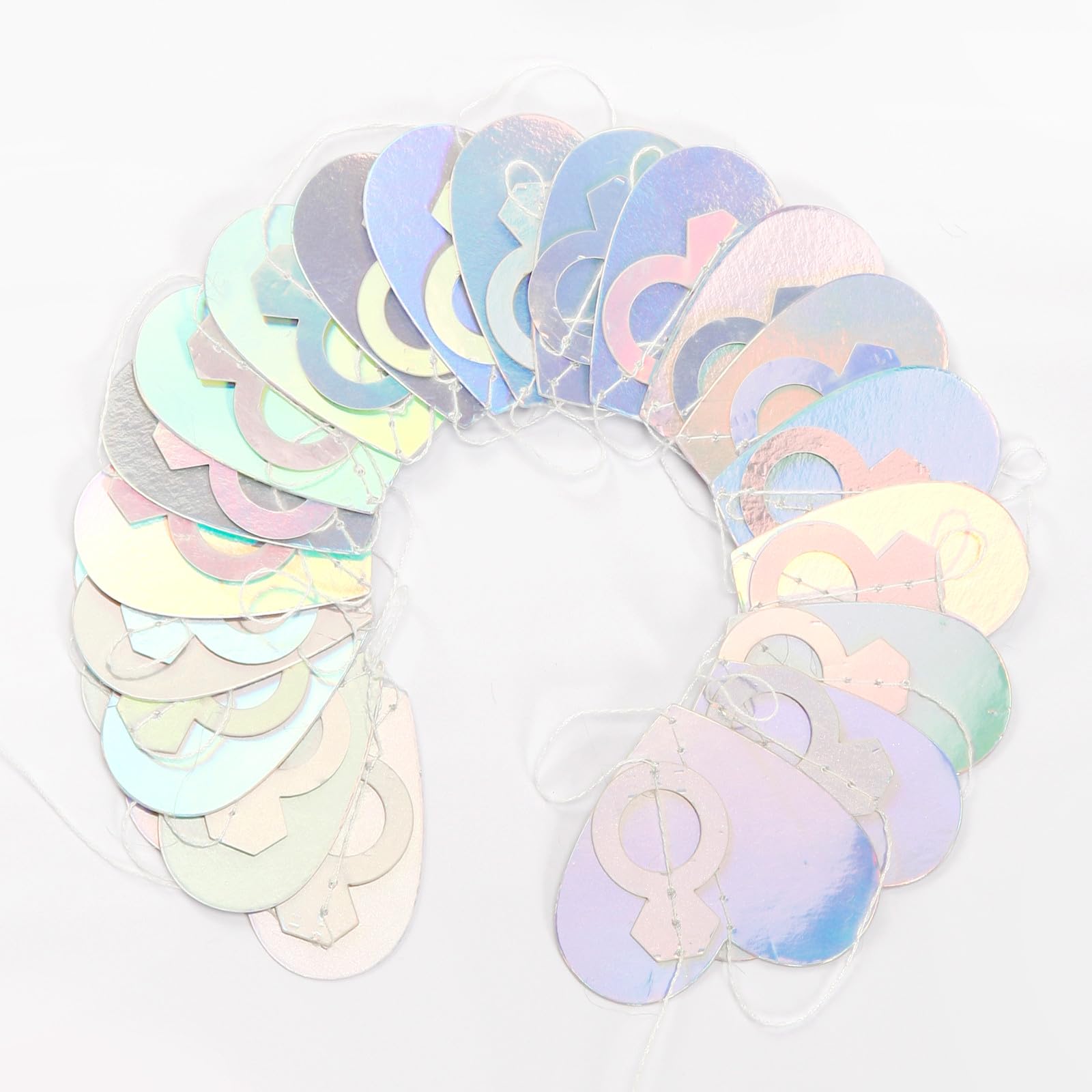 Engagement Bachelorette Party-Decorations Iridescent Heart-Ring Garland - 52Ft Holographic Disco Wedding Paper Streamers Banner,