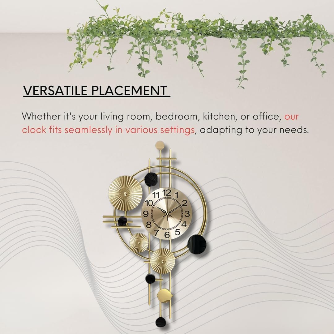 Funterest Metal Wall Hanging Floral Handmade Sweep Machine Silent Wall Clock Watch Multicolor For Bedroom/Drawing Room/Hall/Dini