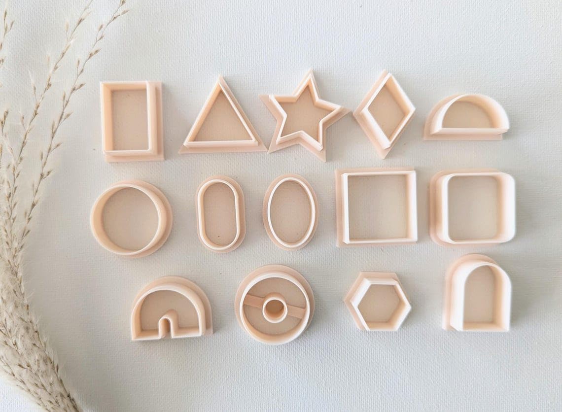 Erotngo Basic Clay Earring Cutter Bundle One Inch Polymer Clay Jewelry Cutter Set With Classic Shapes For Diy Earrings Round Ova