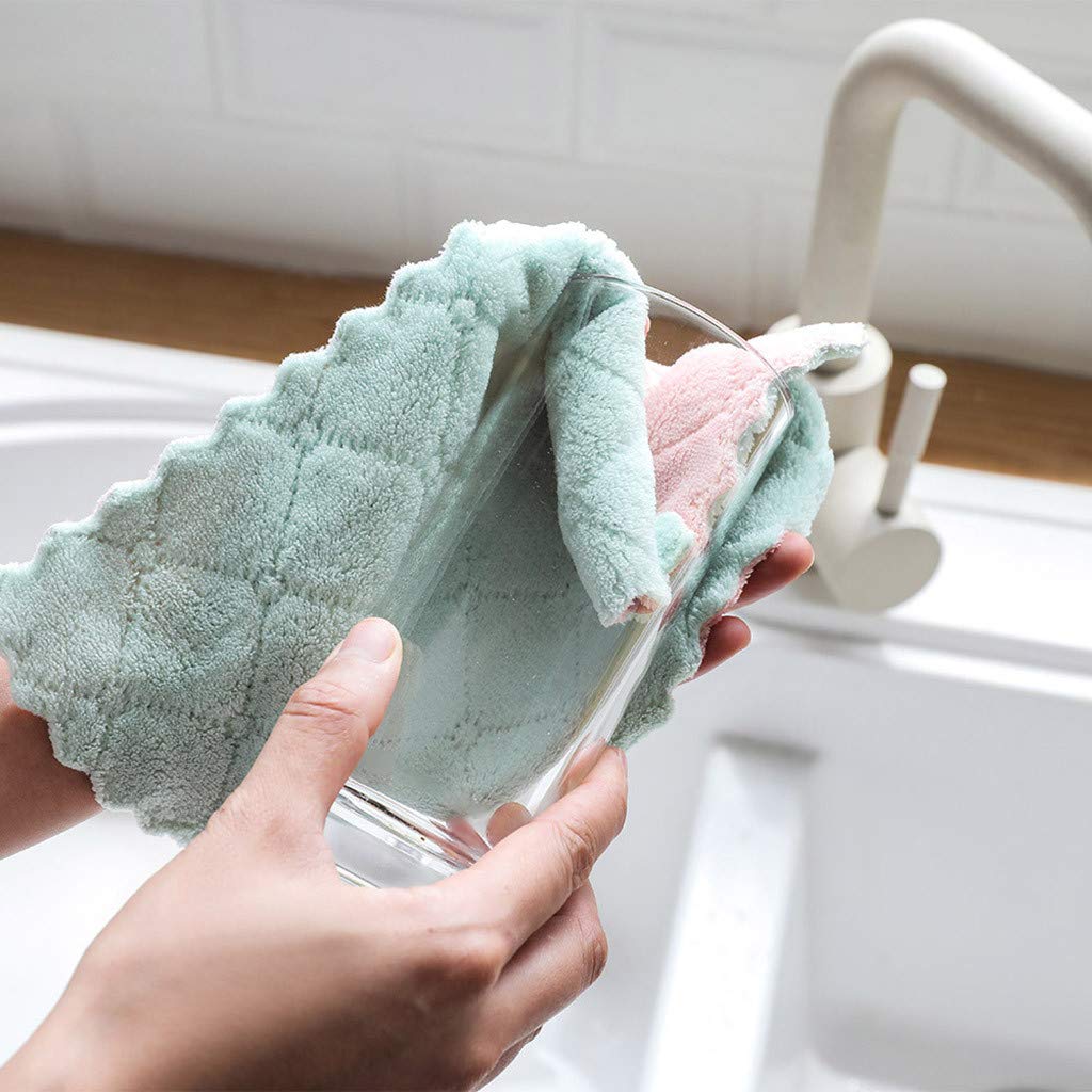 Kimteny 12 Pack Kitchen Cloth Dish Towels, Premium Dishcloths, Super Absorbent Coral Velvet Dishtowels, Nonstick Oil Washable Fa