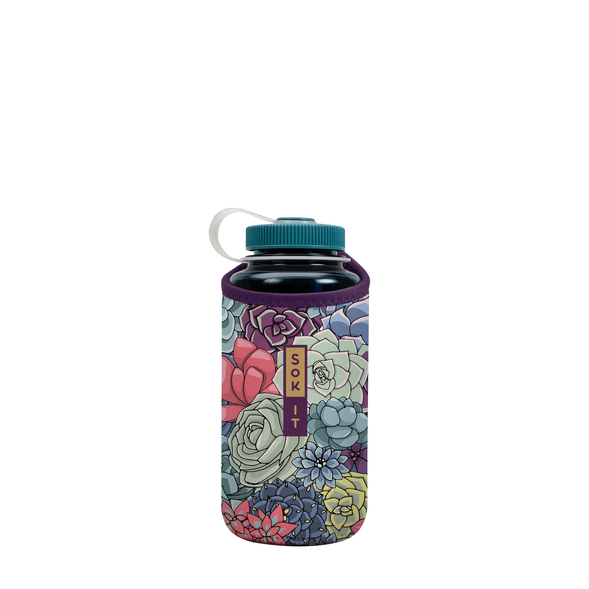 Sok It BotlSok Water Bottle Sleeve Insulated Neoprene Cover (Succulents, Fits 32oz Nalgene)