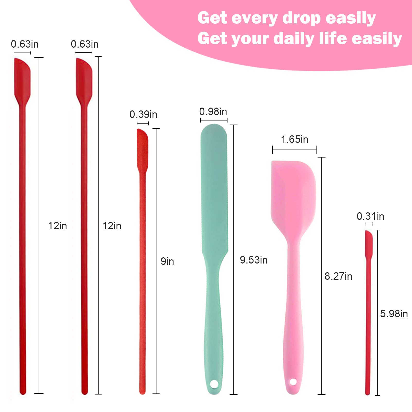 Kitchen Gims Mini Silicone Spatula Set 6 Pcs Food Grade Small Jar Spatula With Long Handle Makeup Spatula Tool Heat Resistant Ki