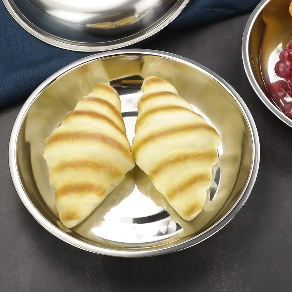Teyyvn 4-Pack Stainless Steel Dinner Plates, Round Camping Plates, 9.2-Inch