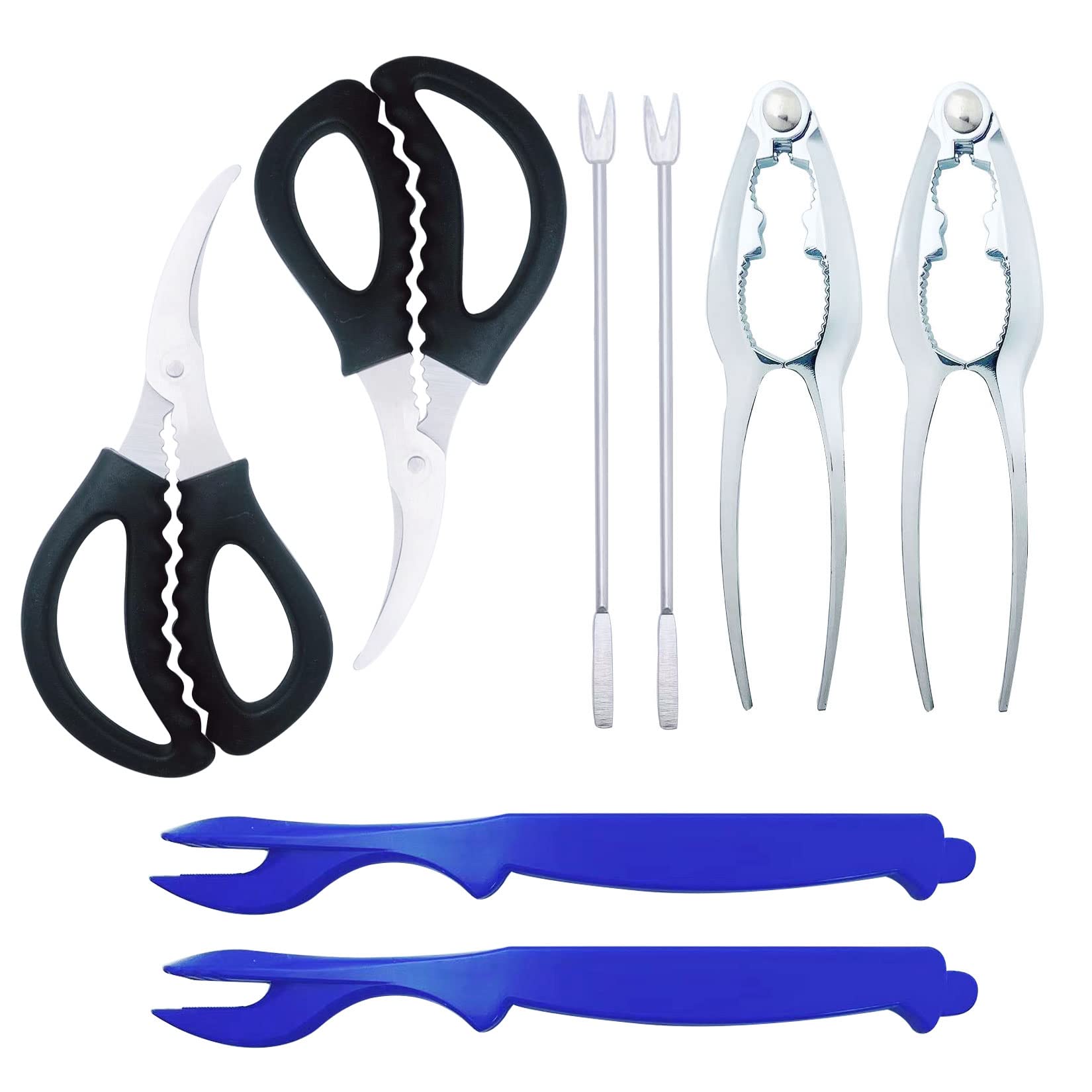 Luckkyme Seafood Tools, Lobster Crab Crackers Lobster Shellers Seafood Forks Seafood Forks(8 Pieces)