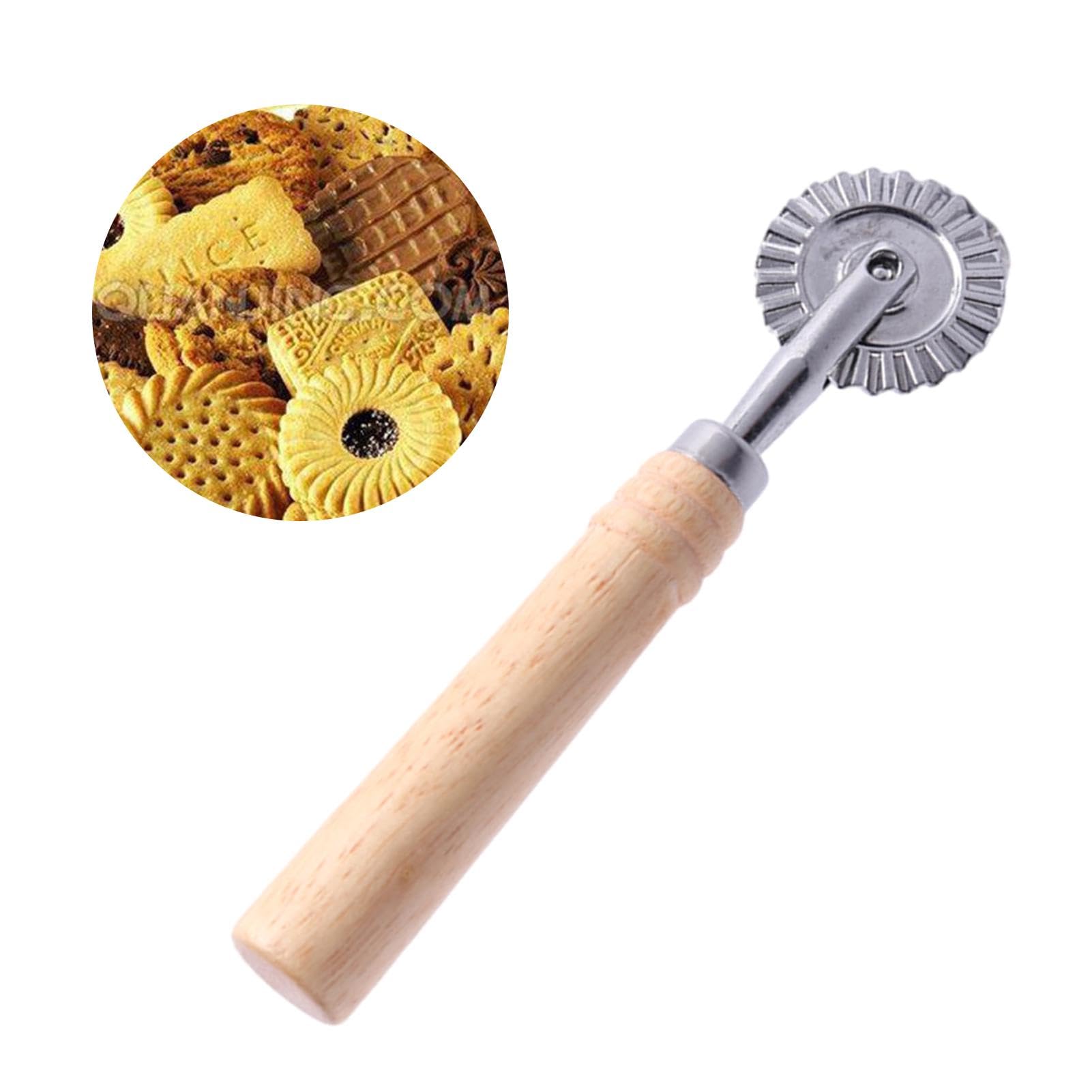 Pastry Wheel Cutter,Pasta Cutter Wheel With Long Wooden Handle,Zinc Alloy Dough Ravioli Cutter Wheel With Roller,Pizza Cutter Wh