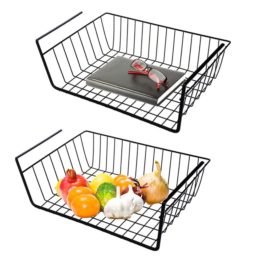 Vilive Under Shelf Storage Basket, Hanging Shelf Basket Slides Under Shelves For Storage Metal Under Cabinet Shelf Basket Organi