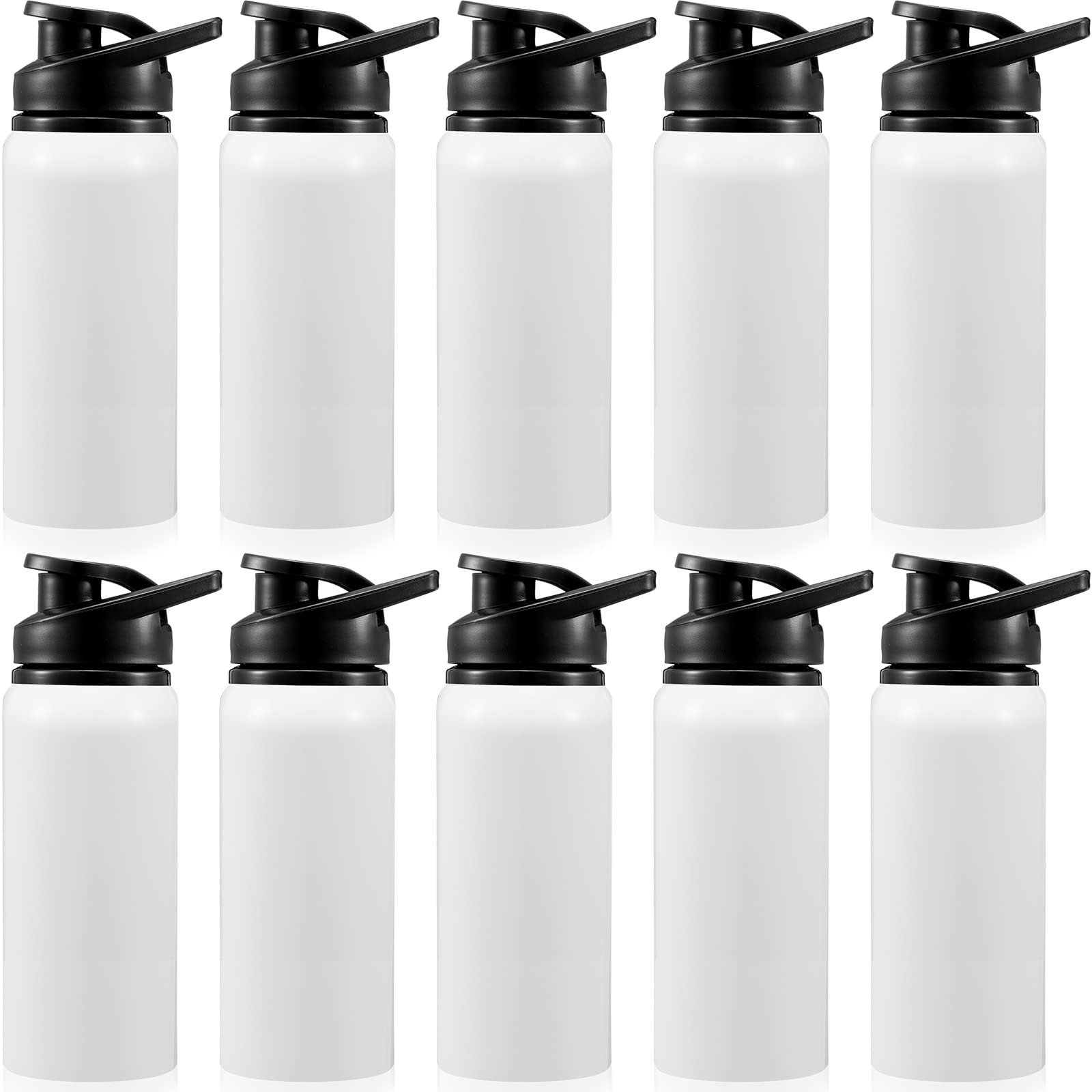 Gandeer 10 Pcs Aluminum Water Bottle 17 Oz Reusable Bike Snap Lid Metal Water Bottle Lightweight Portable Sports Leak Proof Gym 