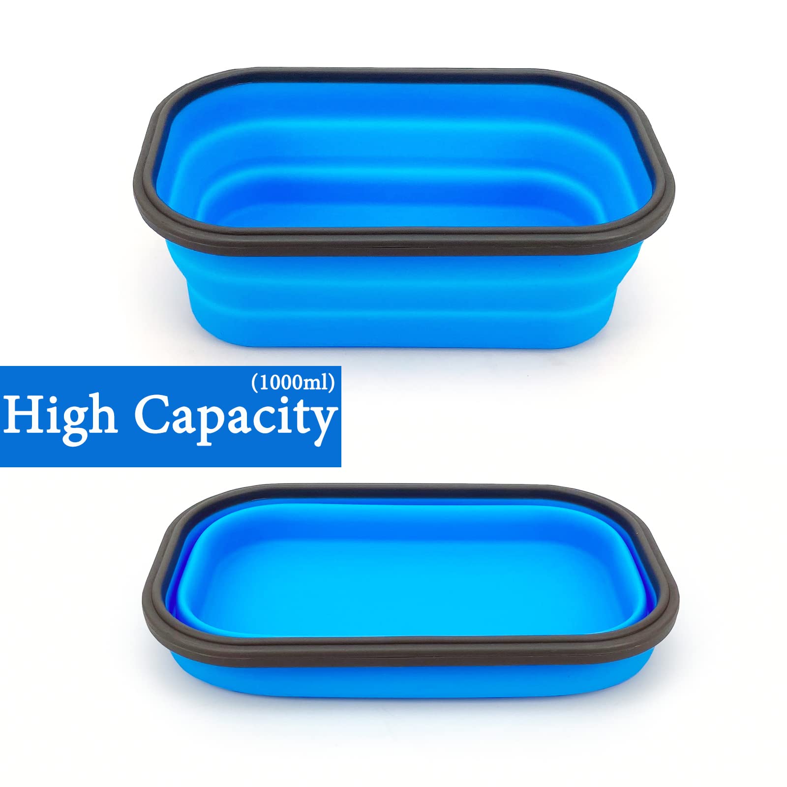 Lunbengo Collapsible Lunch Box Containers, Silicone Bento Box With Airtight Lid And 2 In1 Spoon & Fork, 1000Ml Large Portion Reu