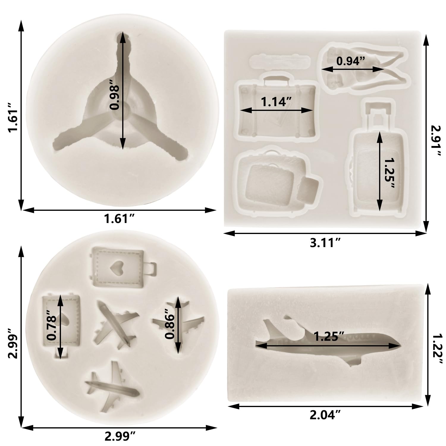 Sijiangmold Airplane Silicone Mold Airplane Propeller Fondant Molds For Cupcake Topper Cake Decorating Candy Chocolate Polymer C
