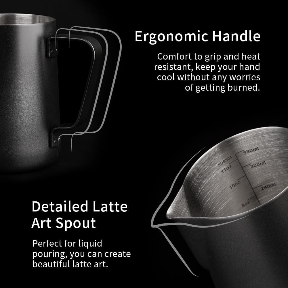 Watchget Stainless Steel Milk Frothing Pitcher 12Oz/350Ml - Espresso Steaming Pitcher For Cappuccino, Latte Art, Coffee Machine
