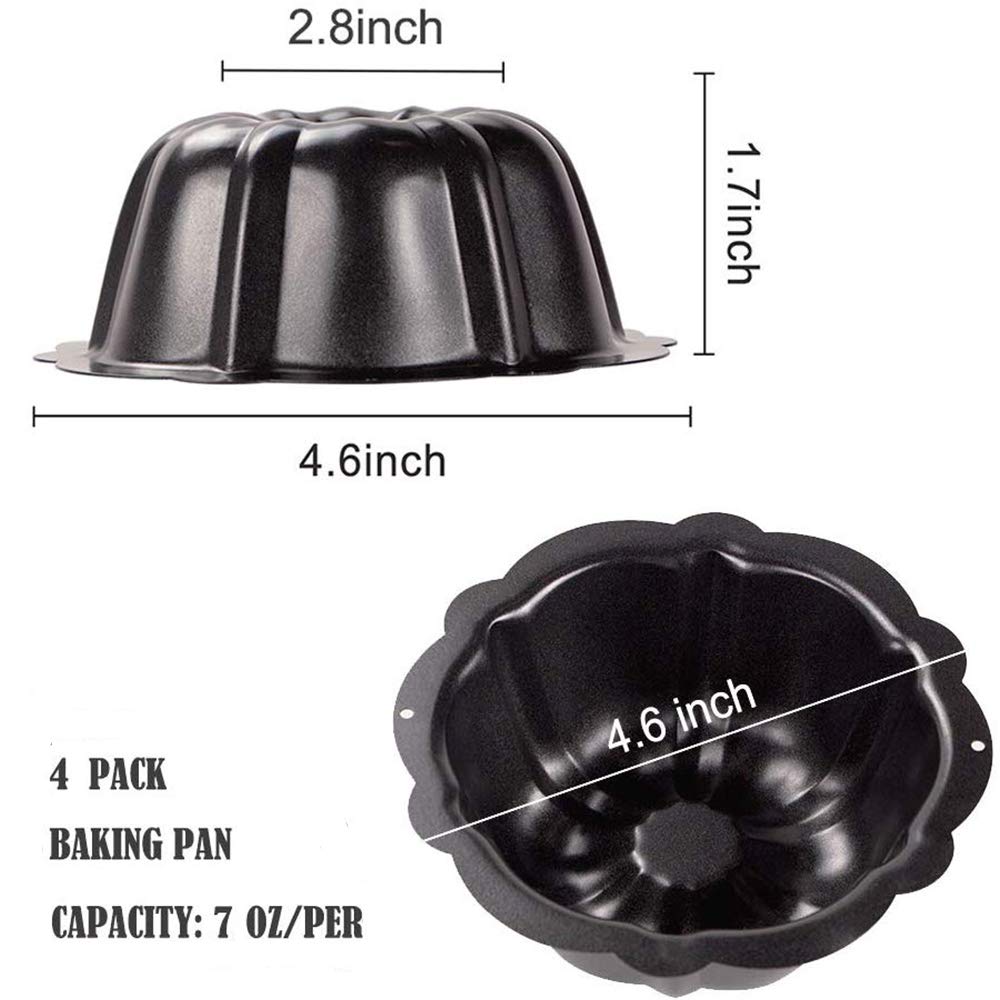 Webake Mini Cake Pan Nonstick Fluted Cake Pan 4 Inch Carbon Steel Baking Cup Mold For Buntcake, Bavarois, Brownie, Cupcake, Pudd