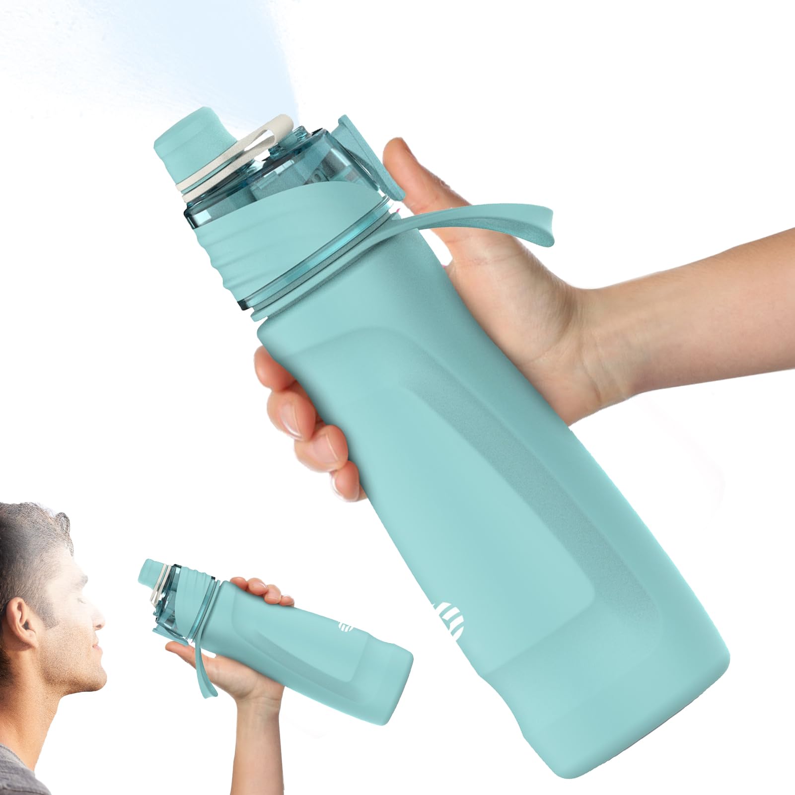 CUPYUOOU Misting Water Bottle, 24oz Insulated Water Bottle, 2-in-1 Mist & Sip Stainless Steel Water Bottles, Sports Water Bottle