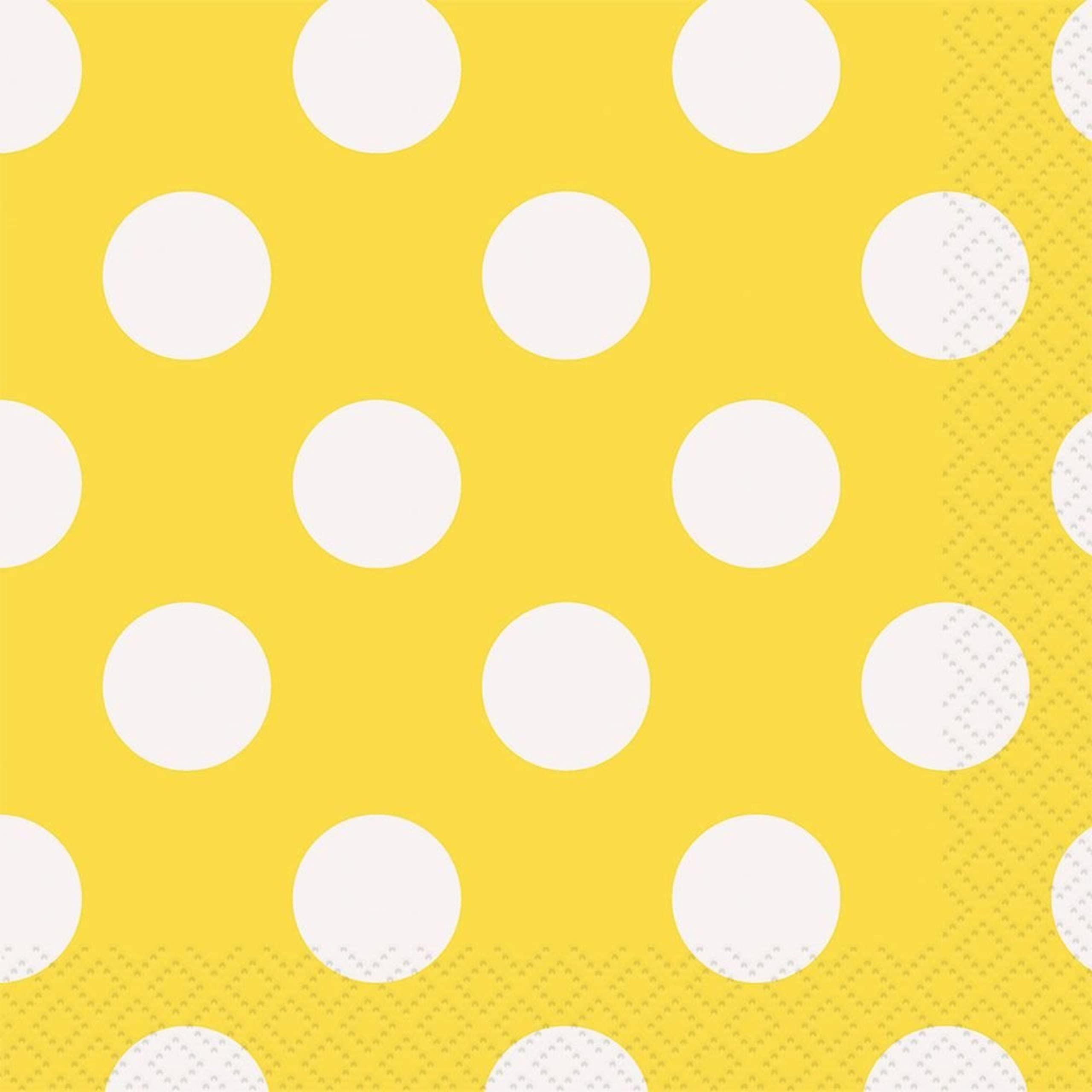 Yellow Polka Dot Beverage Napkins  16ct