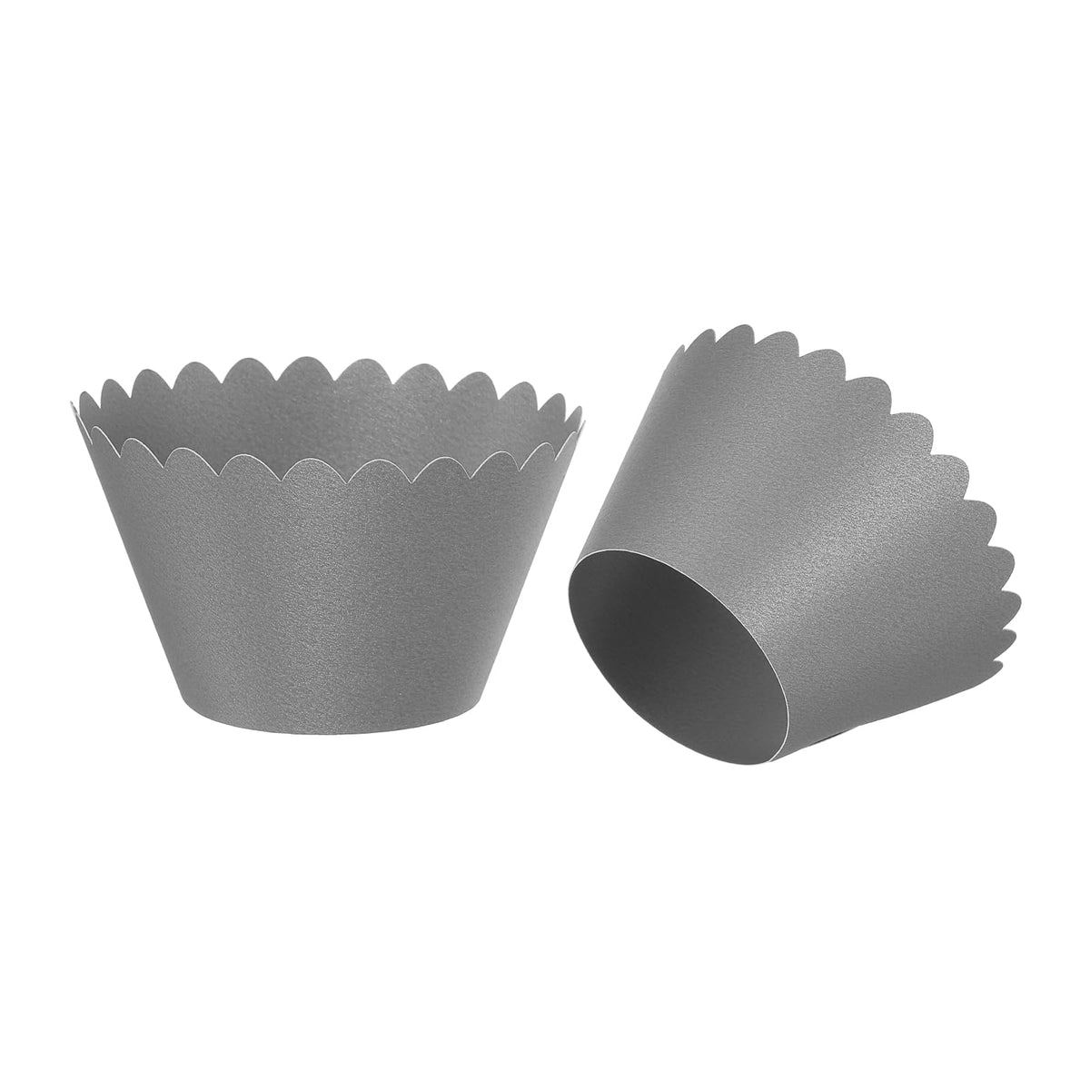Patikil Cupcake Wrappers Paper, 50 Pack Baking Cups Standard Wave Decoration For Anniversary Birthday Weddings And Parties, Silv