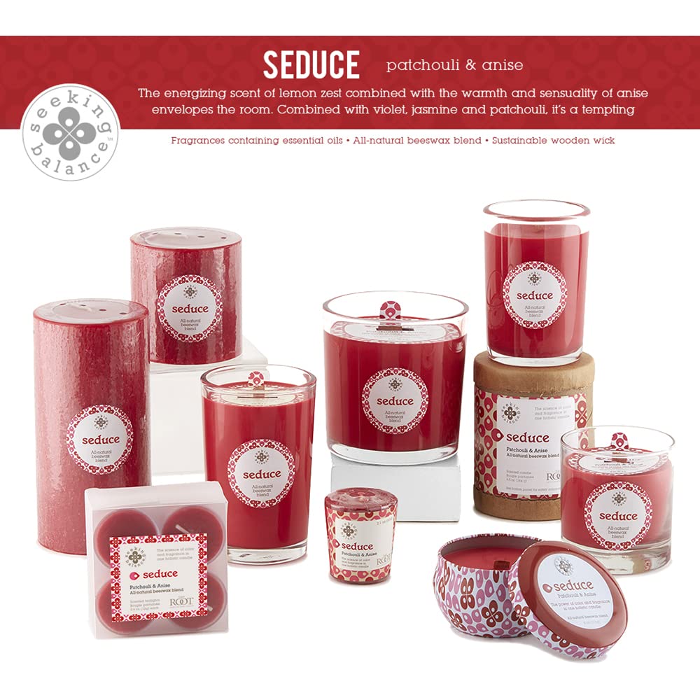 Root Candles Seeking Balance Wood Wick Spa Candle Aromatherapy Candles, 12-Ounce, Seduce: Patchouli & Anise