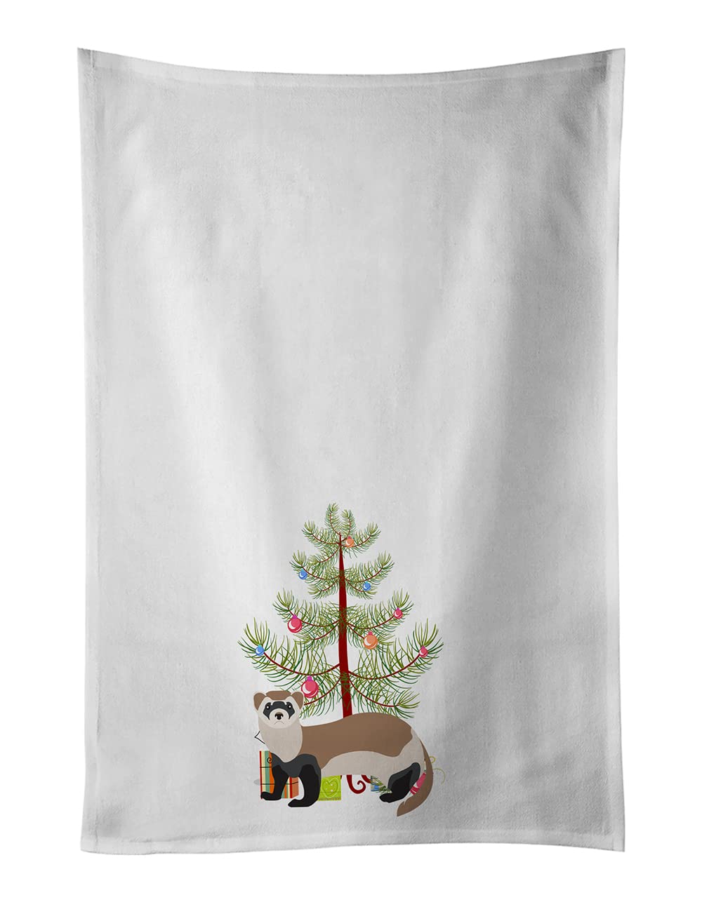 Ferret Christmas White Kitchen Towel Set of 2