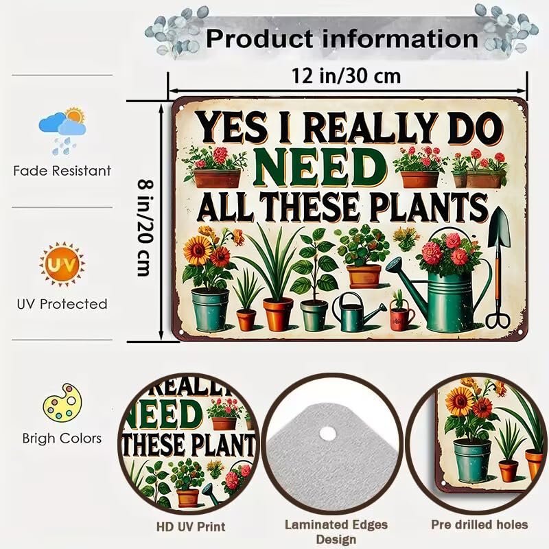 Bestylez Garden Gifts I Really Need All These Plants Vintage Gardening Signs for Home Garden Greenhouse Living Room Bedroom Yard