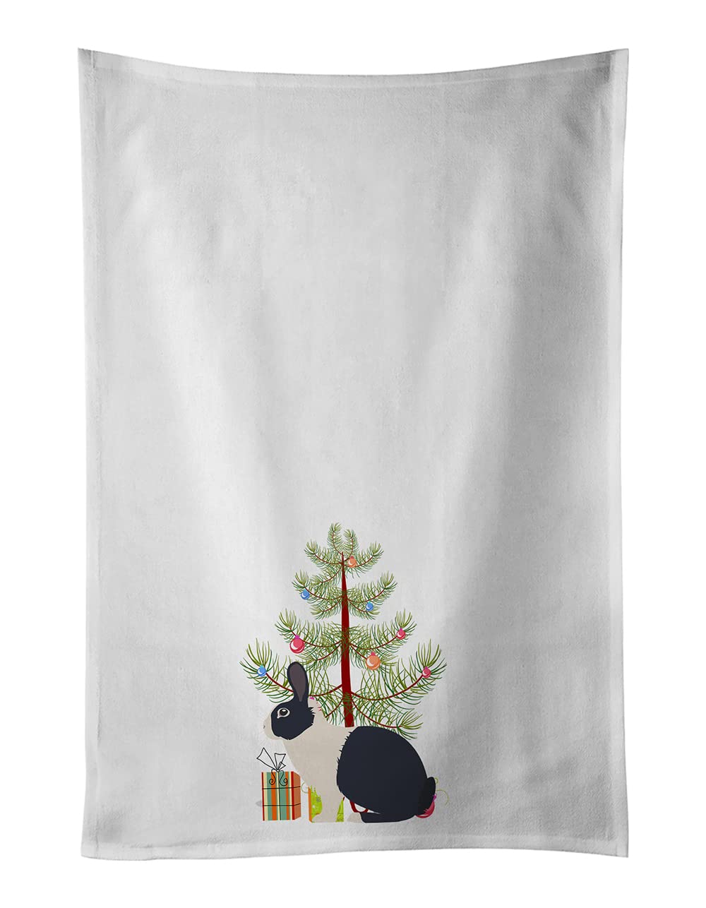 Dutch Rabbit Christmas White Kitchen Towel Set of 2