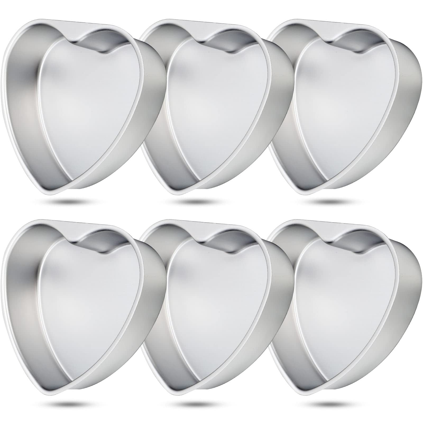 Didaey 6 Pieces Heart Shaped Cake Pans Bulk 8 Inch Aluminum Cake Heart Cake Mold Diy Baking Heart Pans Heart Cake Bakeware Mold