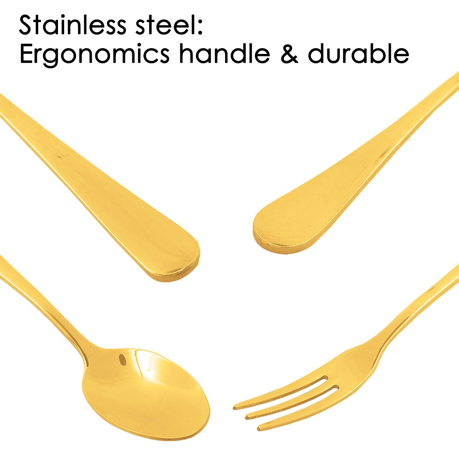 Set Of 16 Gold Demitasse Espresso Spoon (4 Inch) And Stainless Steel Forks (4.8 Inch), Dakuan Gold Mini Coffee Spoons & Cake For