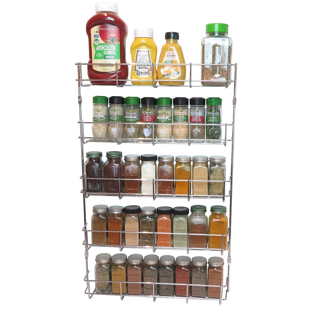 Indian Decor. Alloy Steel Spice Storage Rack, 16.25 X 2.25 X 24.75 Inches, Silver