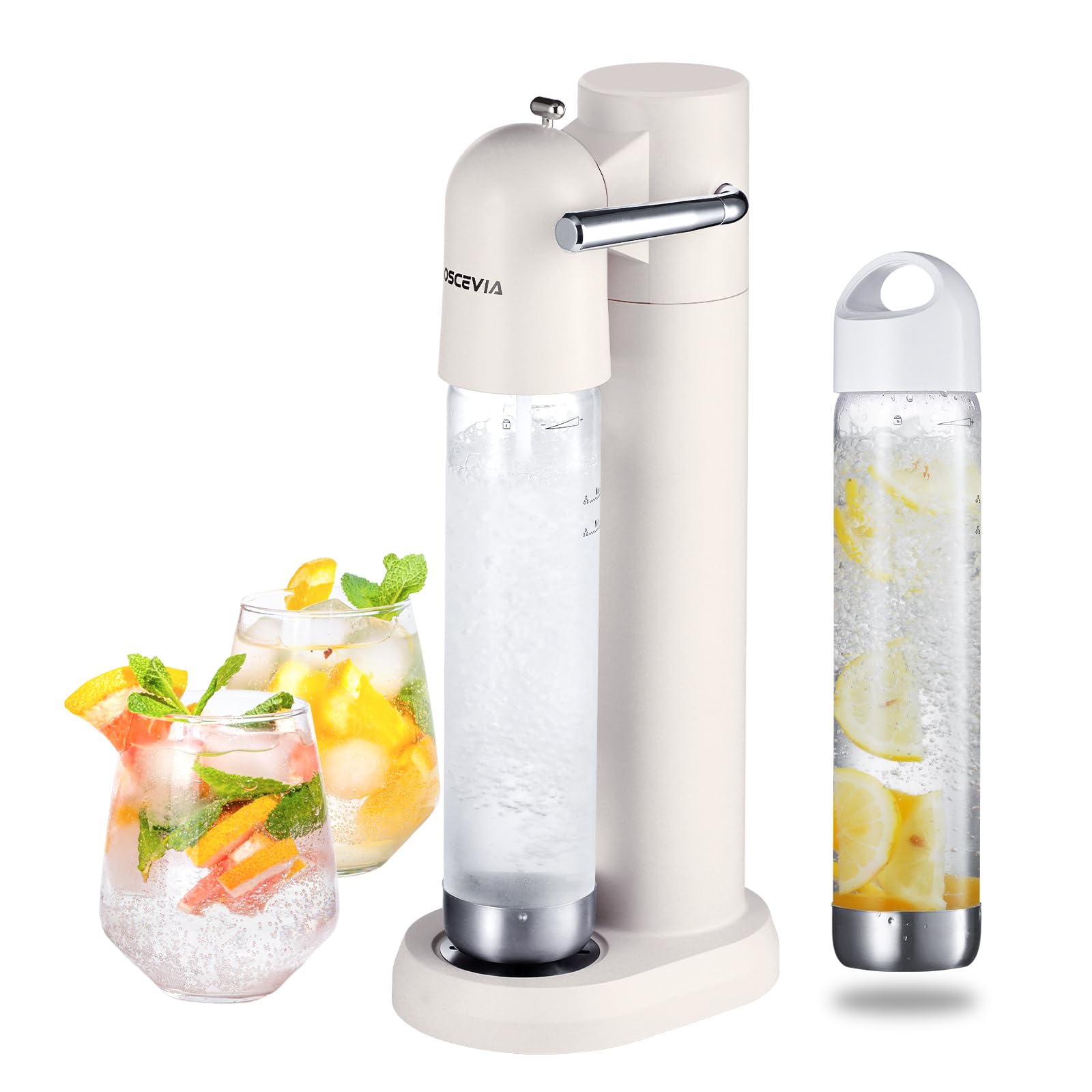 Sparkling Water Machine, Seltzer & Carbonator for Drinks, Soda Steaming Dispenser, Carbonator Machine with 2 BPA Free Bottles(1L