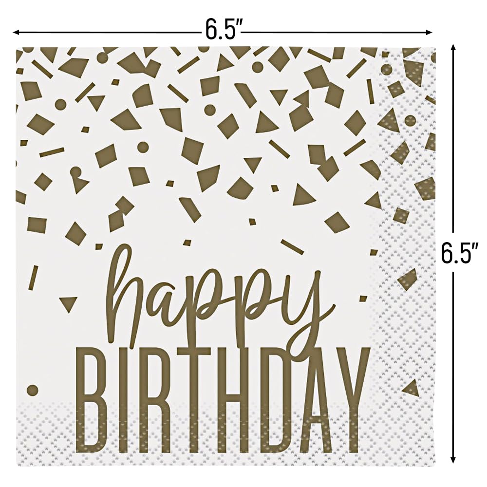 Unique Gold Confetti Birthday Luncheon Napkins (16 Count) - Premium Elegant And Sparkling Party Napkins For Sophisticated Celebr