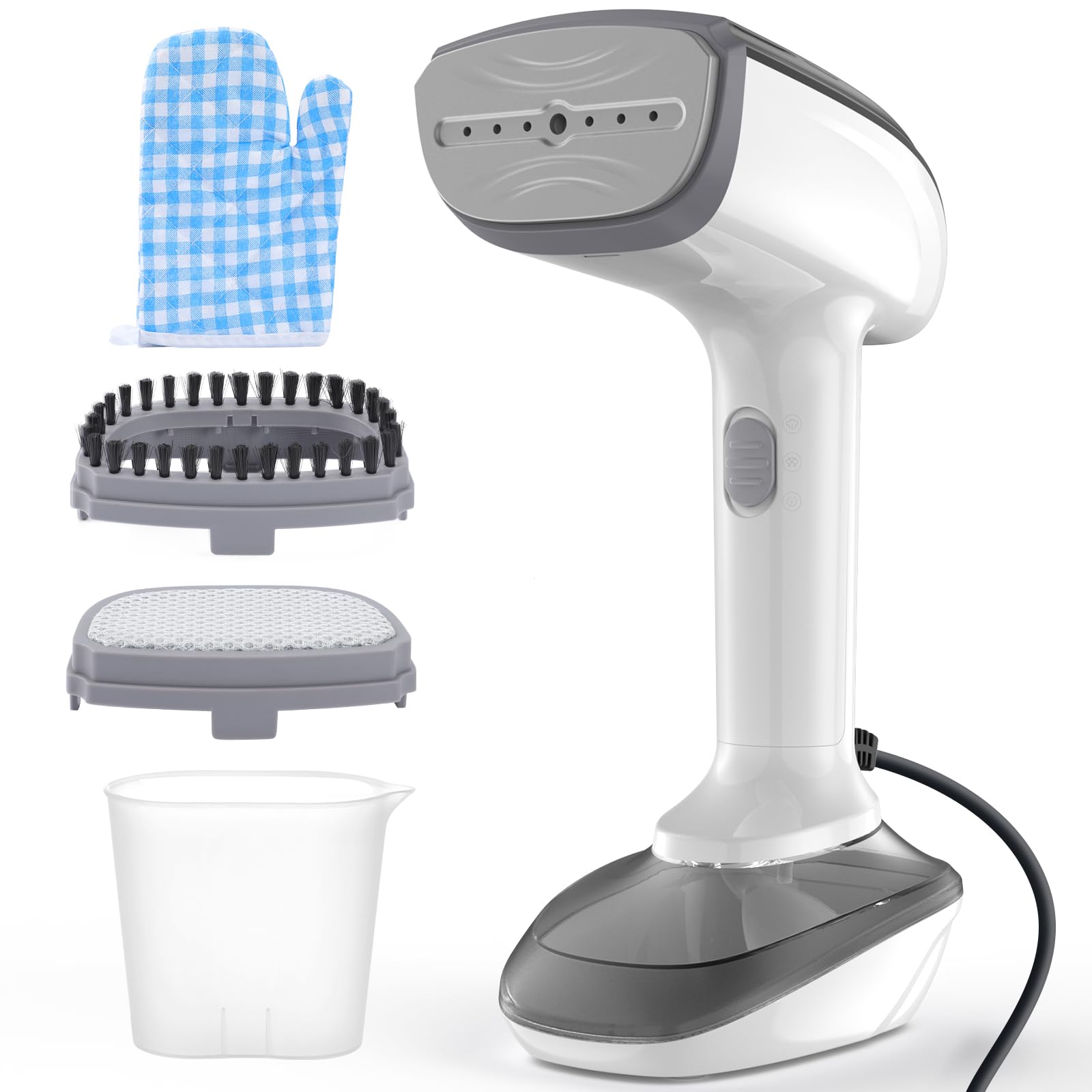 Powerful Handheld Fabric Steamer - 1800W With Fast Ceramic Heat-Up Plate, 2-In-1 Ironing & Wrinkle Remover, Steam Nozzle, Lint B