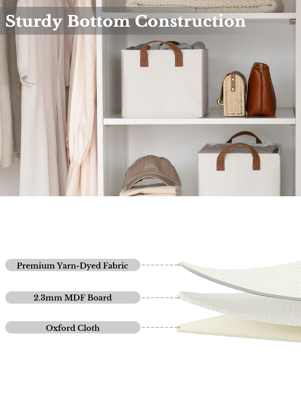 StorageWorks Large Storage Bins  Fabric Storage Bins for Shelves  Storage Baskets with Metal Frame  Closet Baskets and Bins with Handles  Beige  2-Pack