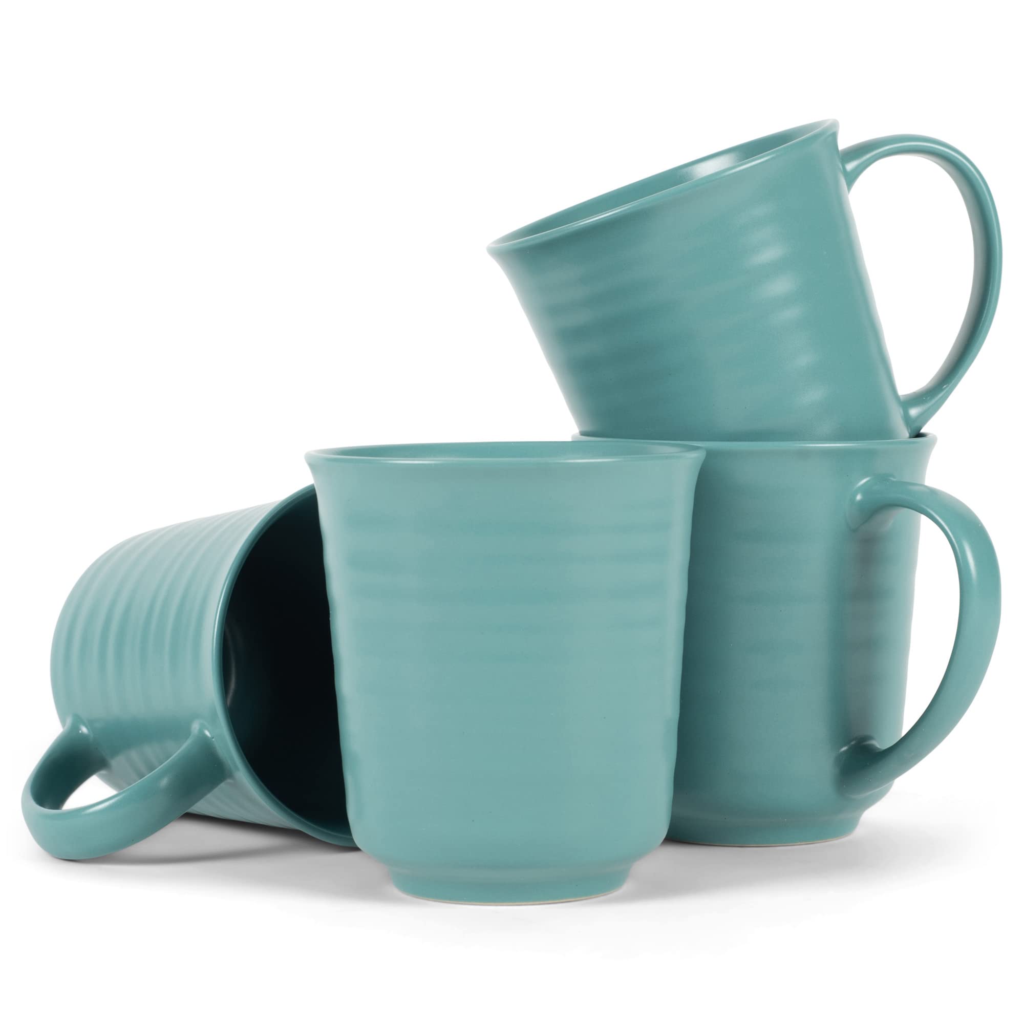 Elanze Designs Turquoise Matte Glaze Finish 17 Ounce Stoneware Coffee Cup Mugs Set Of 4
