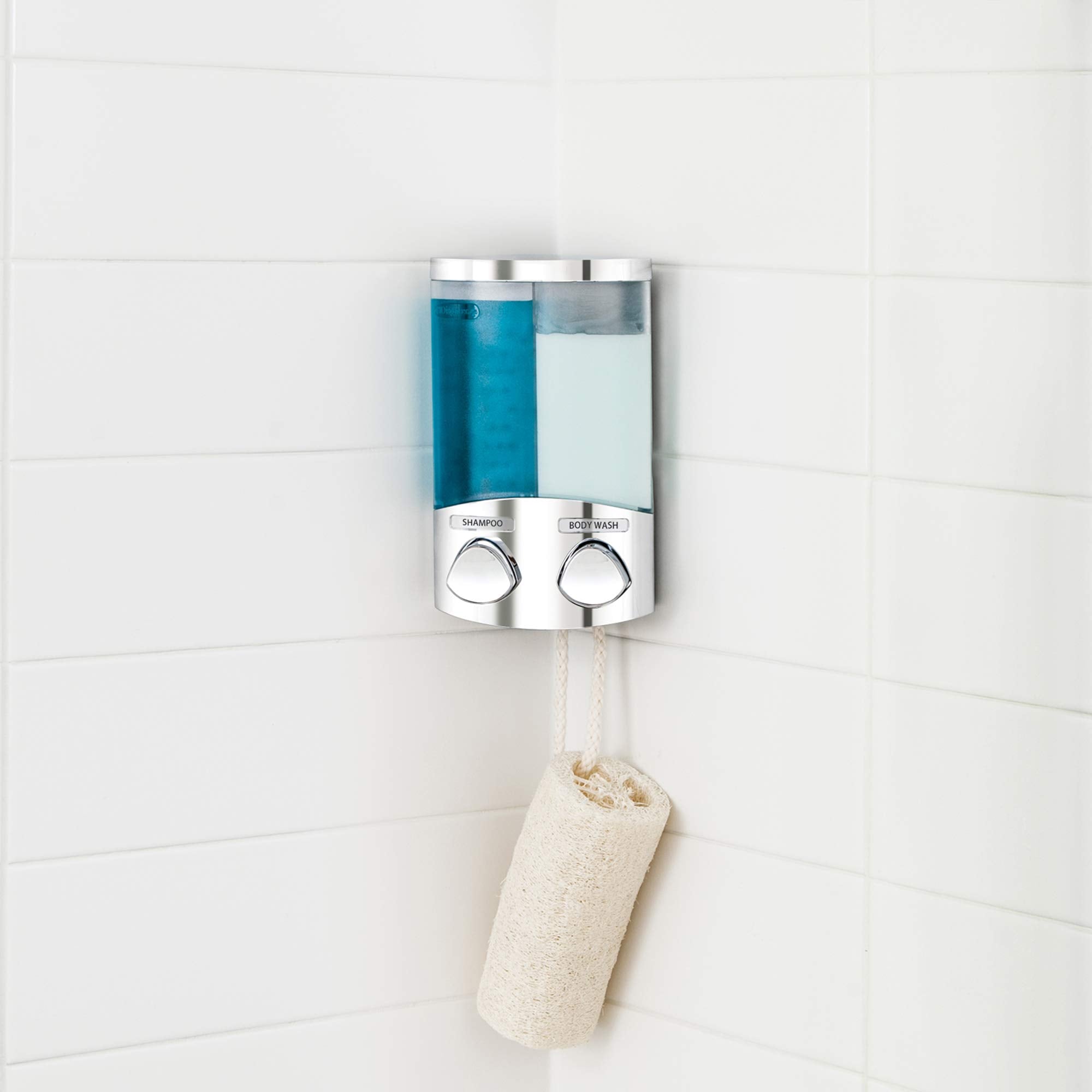 Better Living Products Duo Shower Dispenser 2, Shampoo And Soap Dispenser, 2 X 10.5 Fl. Oz. Chrome, 4.75'' X 3.13'' 7.75''