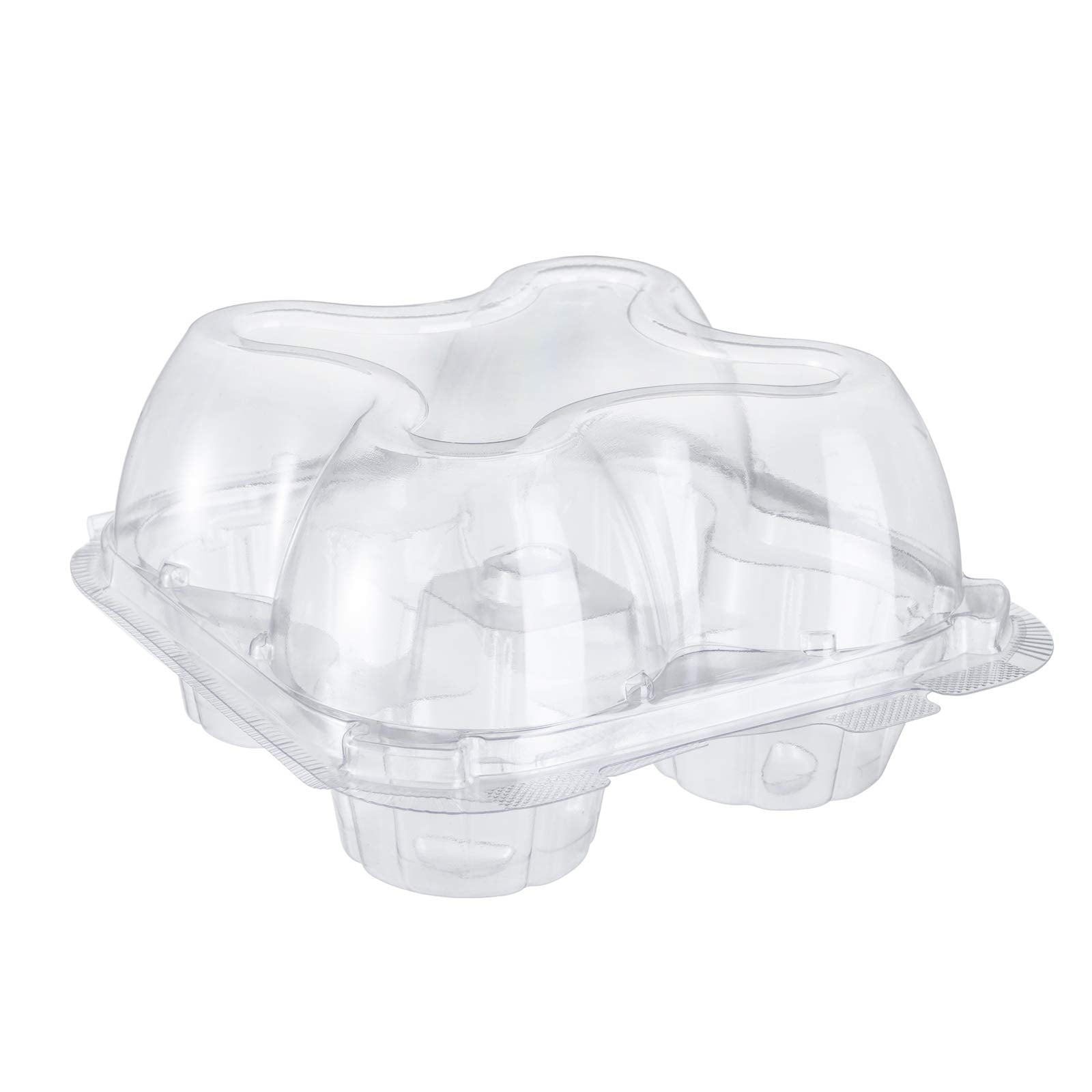 Bekith 60 Count 4-Compartment Plastic Cupcake Containers - Disposable Cupcake Trays Holder Carrier Box With Lids For Cupcakes &