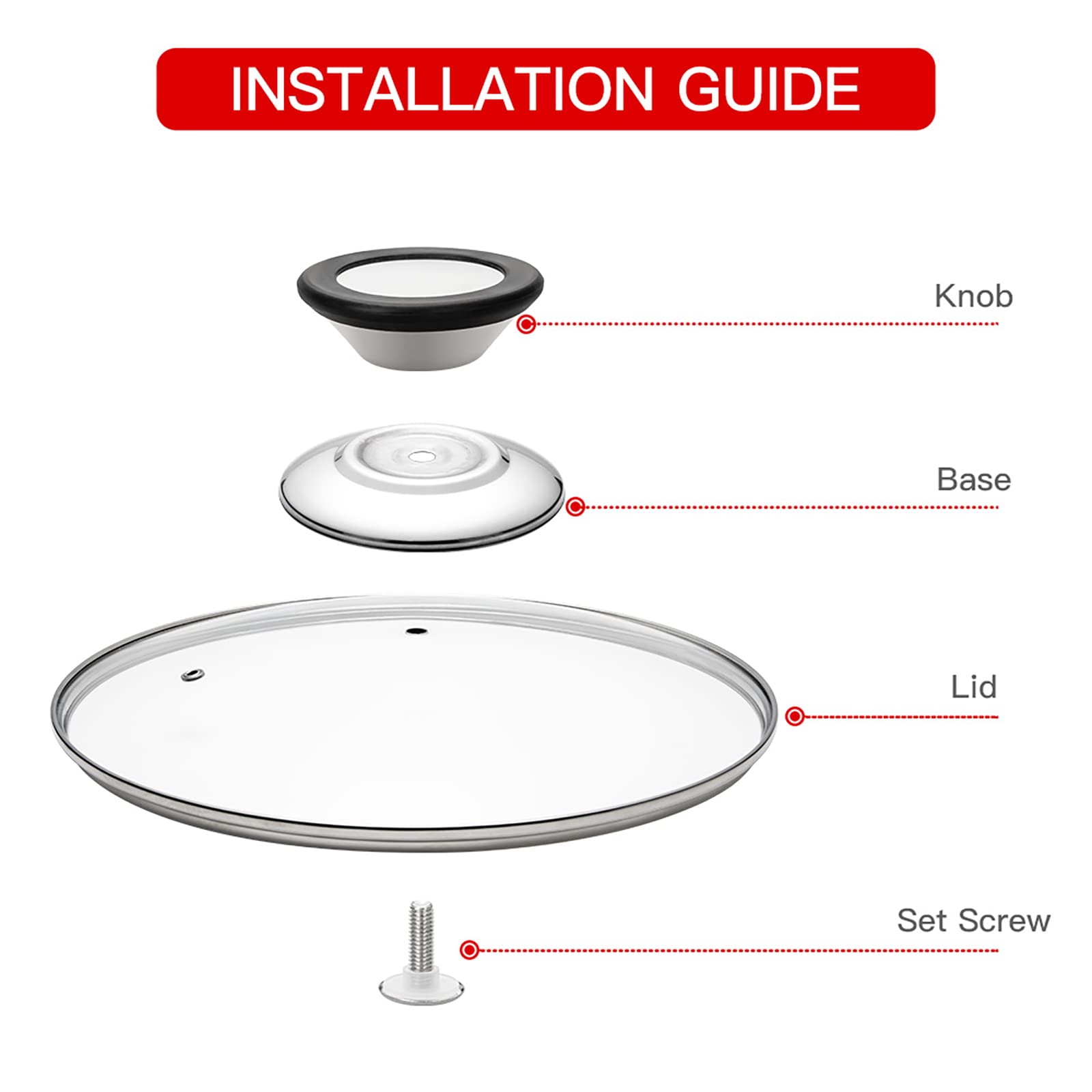 Tempered Glass Lid With Heat Resistant Handle,12/30Cm, Clear